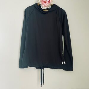 Under Armour Black HeatGear Velocity Twist Hoodie Small Semi-Sheer Translucent